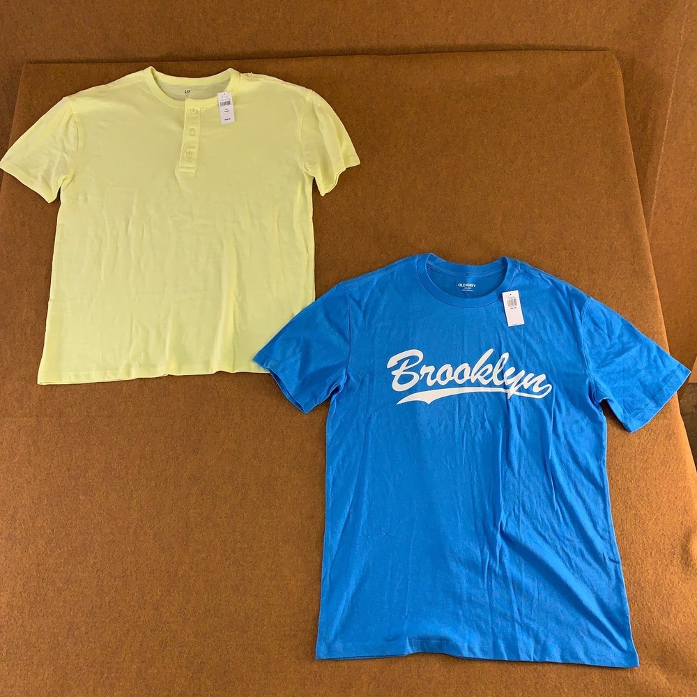Boys Size XXL (18) Old Navy Brooklyn Gap Yellow Henley Short Sleeve T-Shirts NWT